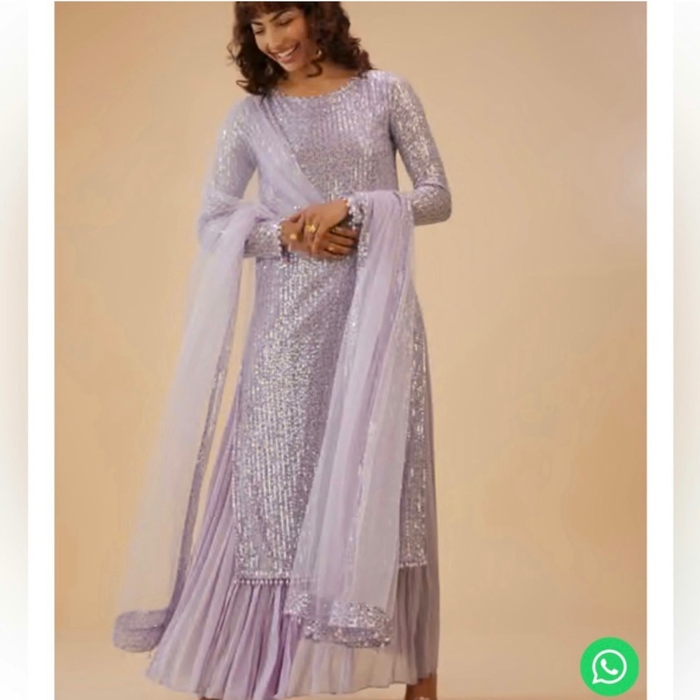 Elegant Lilac Lavender Sequin Indian Anarkali Dress